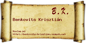 Benkovits Krisztián névjegykártya