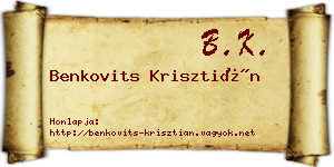 Benkovits Krisztián névjegykártya
